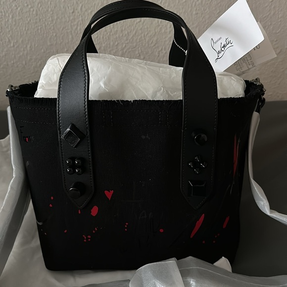 NWT Christian Louboutin Black/Black Small Frangibus Tote Bag and dust bag! - Picture 2 of 16